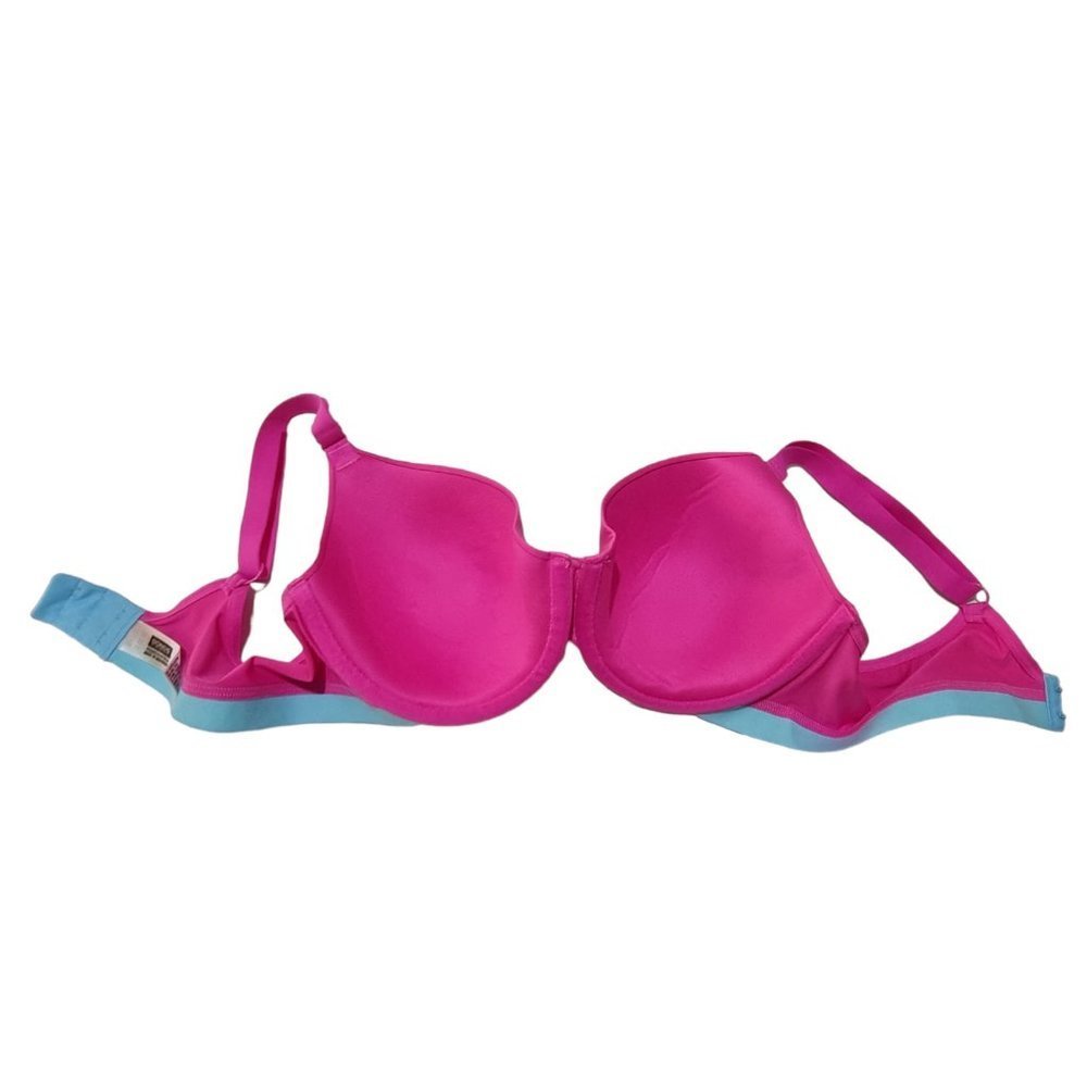 BONDS Pink & Blue Everyday T-Shirt Bra Underwire Padded Adjustable Size 14D - Picture 3 of 6